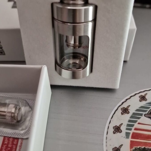 Nobacco Cupa electronic cigarette atomizer used, silver stainless steel