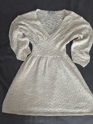 Zara Crochet Knit Beach Cover Up Mini Dress Size M Cream like new