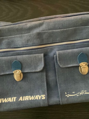 Vintage Kuwait Airways Shoulder Bag 1970s with Olympic Airways Tag