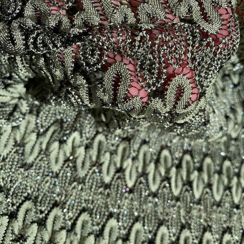 Embroidered dress with silver thread, size small-medium, elastic