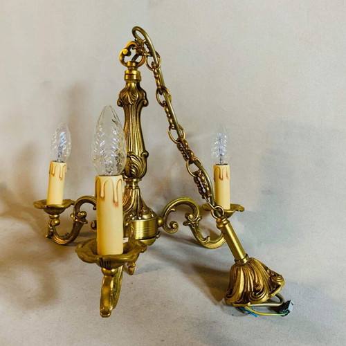 Bronze 3-Light French Louis XV Ceiling Light Like New