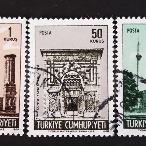Γραμματόσημα Τουρκίας 1968-1969, διάσημα μέρη, σε άριστη κατάσταση, σετ 3 τεμαχίων