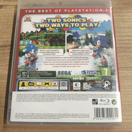 Sonic Generations PlayStation 3 used, English version, complete