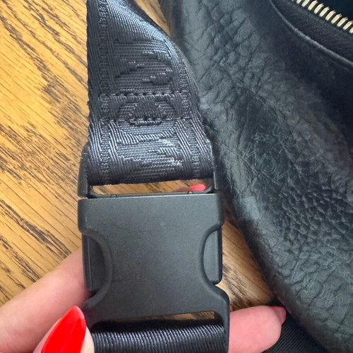 MCM waist bag used, black leather with minor wear