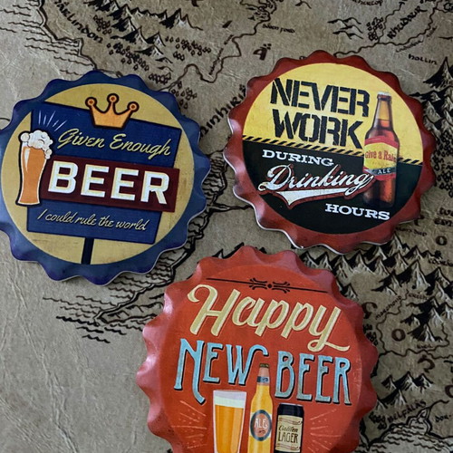 Beer bottle cap coasters like new, set of 3 pieces