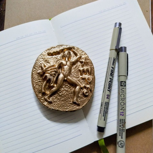 Handmade decorative paperweight "ΧΕΡΣΟ" with mythological Heracles theme