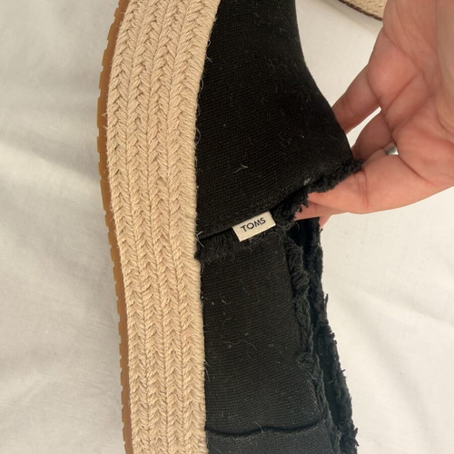 Toms wedge black ladies shoes size 37.5 espadrilles