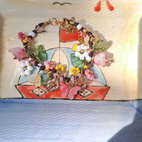Women's bracelet handmade, new, pink and gold