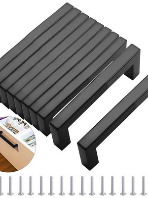 TopHomer furniture handles 192 mm stainless steel black, set of 10