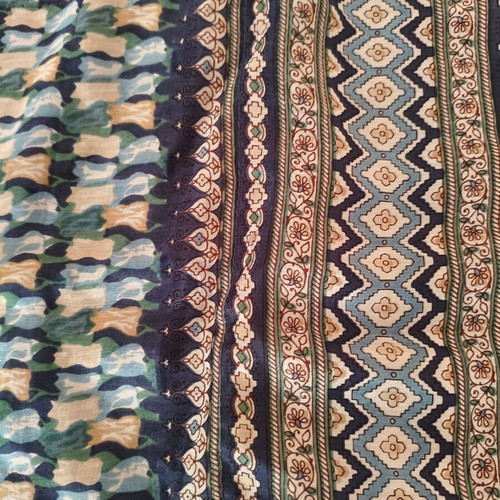 Double-sided scarf like new, 50% silk, blue and brown
