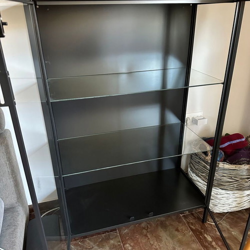 IKEA Rudsta showcase cabinet like new, black with glass doors