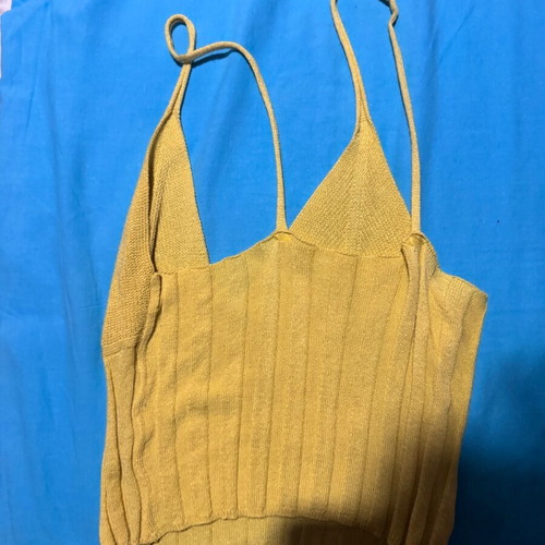 Yellow knitted top new, Greek manufacture, size S