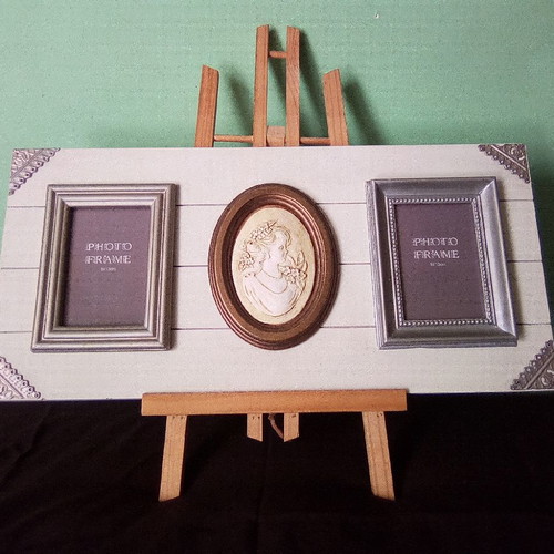 Double wooden photo frame with decorative element new