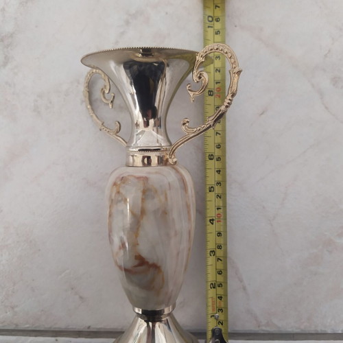 Vintage decorative onyx and brass amphora like new 23cm