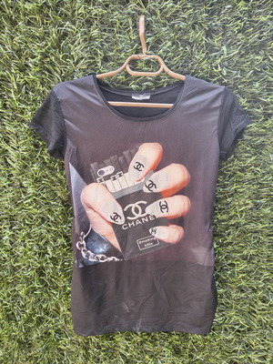Chanel T-shirt Size S Like New Black