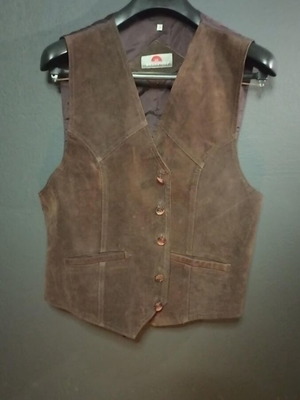 Vintage men's leather vest like new, brown, size L