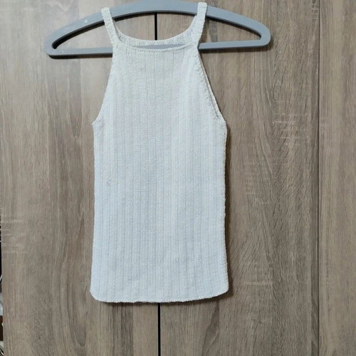 Knitted white top size S, elegant everyday wear