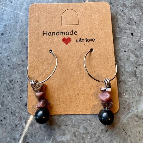 Handmade silver hoop earrings with shells new
