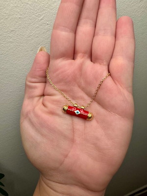 Summer necklace new, red and gold