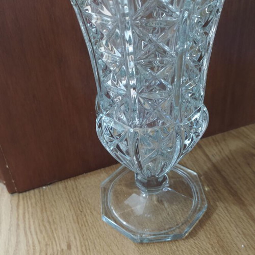 Italian glass vase with embossed design, new