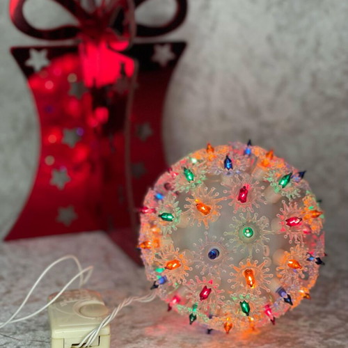 Christmas lighted ball 12 cm, multicolor, with rheostat, vintage 1980