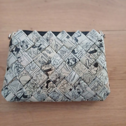 Handmade wallet-bag made from laminated comic pages (Popeye)