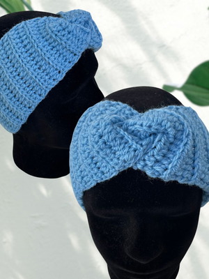 Light blue wool handmade ear warmer headband new