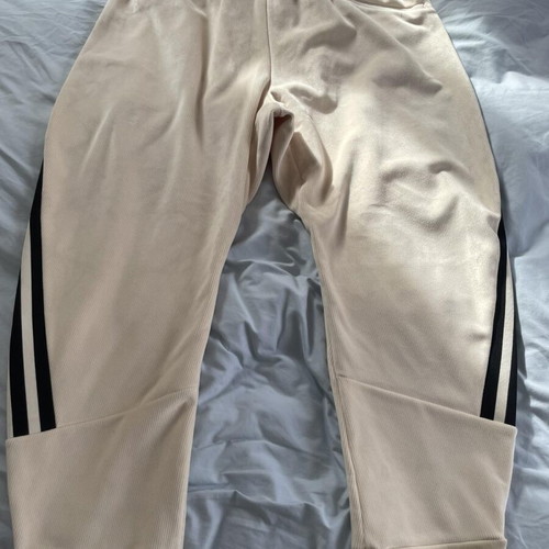 Adidas Mens Future Icons Premium O-Shaped Velour Pants new, size 2XL, beige