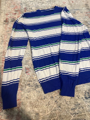 Men's thin sweater used, size M, white and blue