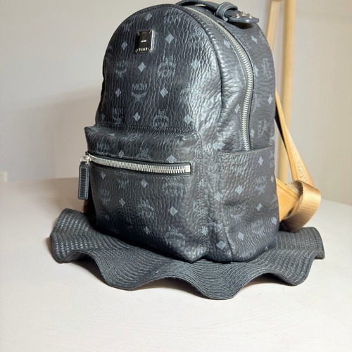 Mcm backpack used, medium size, black and brown