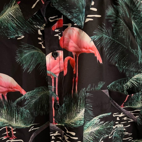 Hawaiian style flamingo print shirt used, EU size 39