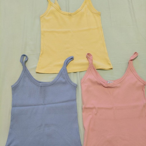 Celestino ribbed cotton tank tops new, set of 3 pastel colors