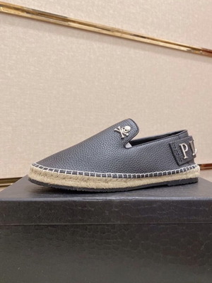 Philipp Plein Men's Slip-On Shoes with Espadrille Soles like new, black leather
