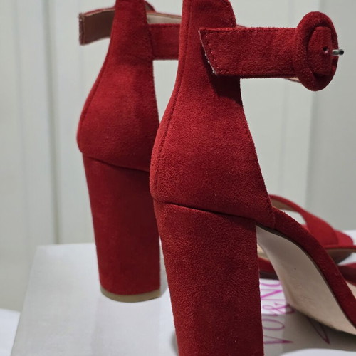 Tsakiris Mallas Exe red platform sandals, like new, real leather with pouch