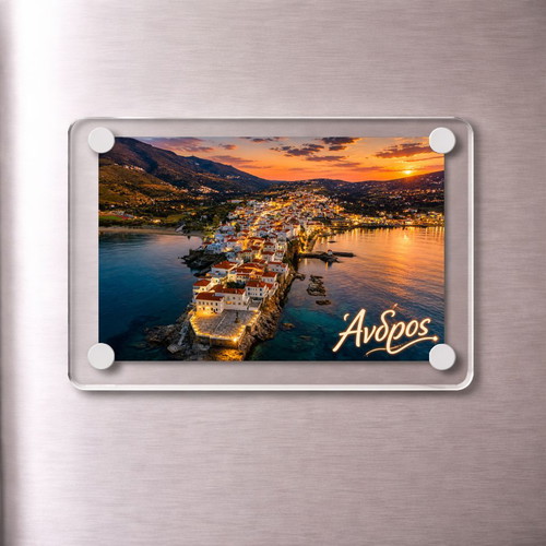 Acrylic fridge magnet 6x9cm, Andros, Greek Summer collection