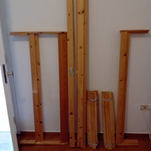 Bed Swedish wood frame with foam mattress used, 200×145 cm