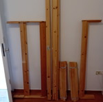 Bed Swedish wood frame with foam mattress used, 200×145 cm