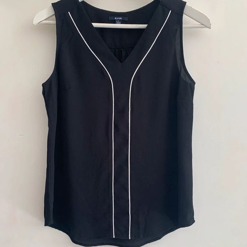 Kiabi black top size S with white trim