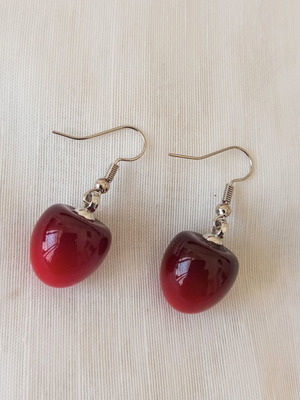 Cherry drop earrings new, acrylic resin, stainless steel hooks
