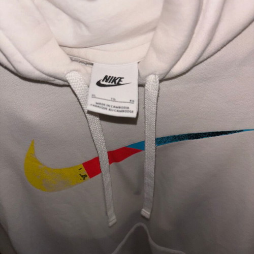 Nike hoodie white with multicolor swoosh like new, XL