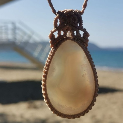Talisman necklace with handmade opal agate from Cyprus
