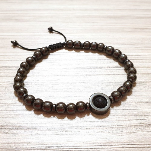 Men's bracelet new with hematite and lava stones black