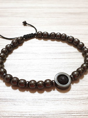 Men's bracelet new with hematite and lava stones black