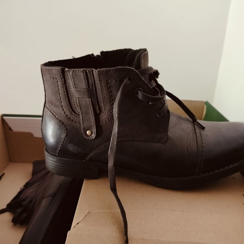 Lasocki men's leather ankle boots new, brown, size 41