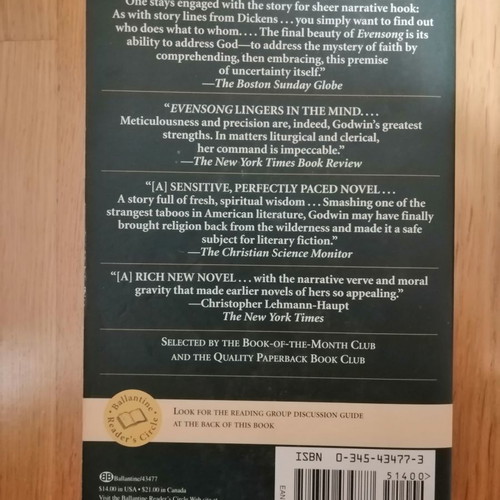 Evensong novel used in English by Gail Godwin