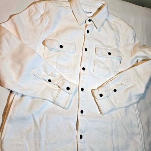 Review men's white shirt jacket size L like new