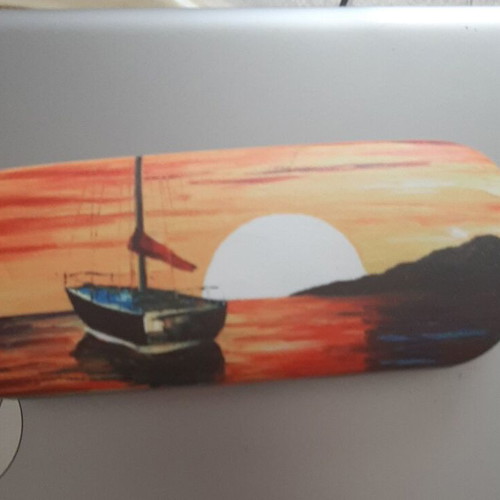 Hard glasses case with landscape, new, multicolored
