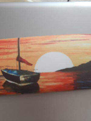 Hard glasses case with landscape, new, multicolored