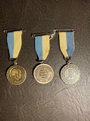 Set of 3 vintage German commemorative medals 1969 Theodor Heuss & TSV Frickenhausen