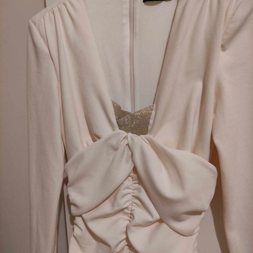 Zara dress ecru like new with gold neckline, size XS